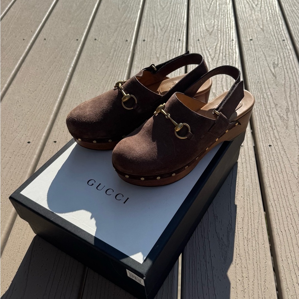 Gucci Horsebit Suede Clogs